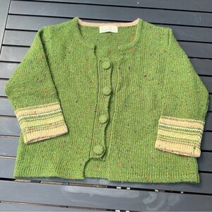 Irelandseye Womans 100% Lambs Wool Green Speckled Cardigan Sweater XL